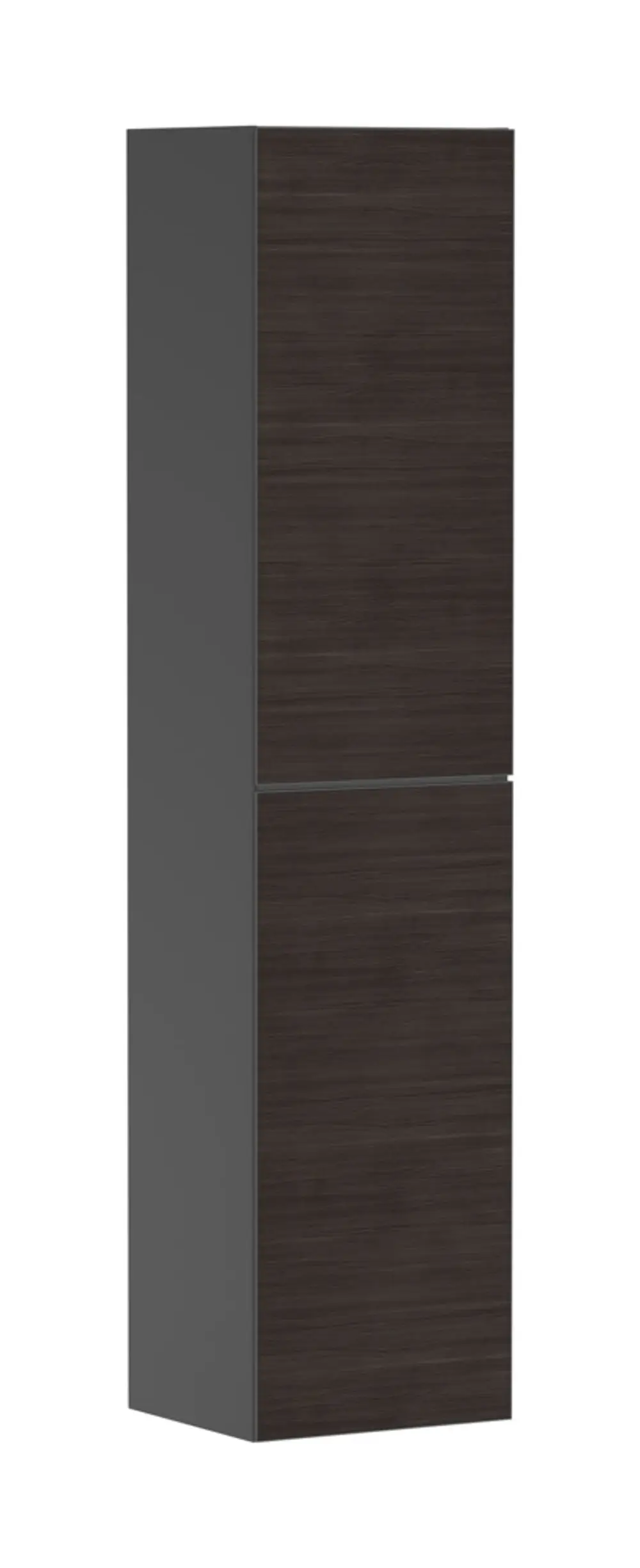 Hochschrank in schiefergrau mit zwei Türen, die auf der linken Seite angeschlagen sind. Der Schrank hat eine matte Oberfläche und ist für eine moderne Einrichtung geeignet. Marke: Hansgrohe.